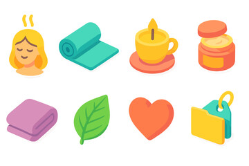 Wellness, relaxation flat icon set. spa, meditation, yoga icons collection