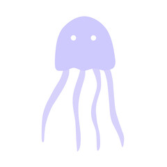 Flat vector illustration of a jellyfish with smooth tentacles, simple and clean design ideal for ocean, sea life, and marine-themed graphics