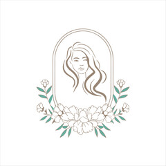 Floral Woman Line Art Logo – Elegant Feminine Beauty Salon and Natural Spa Branding Design Vector