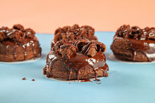 Chocolate cake brioche doughnuts gourmet hand made.