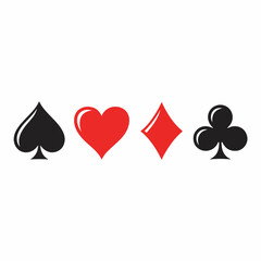 Set of four playing card suit symbols spade heart diamond club.