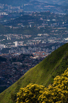 Hiking in Venezuela. View of Mariche, Petare, La Dolorita, and other areas east of Caracas along the highway to the east of the country. Gran Mariscal de Ayacucho Highway. View from Waraira Repano.