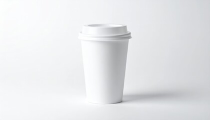 White paper coffee cup on grey background. Mockup for design