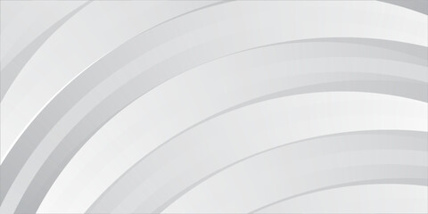 Abstract white and gray color background with geometric round shape and halftone effect. Vector illustration.