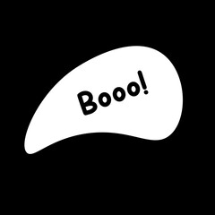 Boo Text Halloween Speech Bubble on Black Background