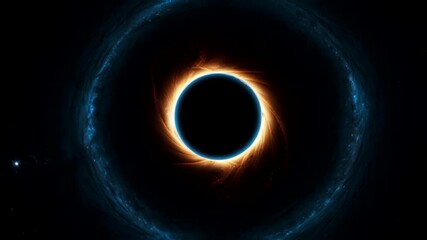 artistic illustration of a black hole surrounded by a glowing accretion disk
 - Powered by Adobe