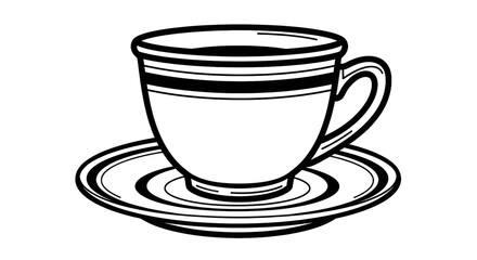 Teacup and saucer outline illustration
