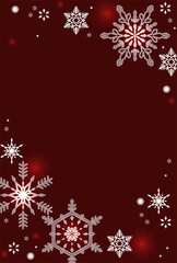 美しく華やかな雪もようのクリスマス風・縦型テンプレート