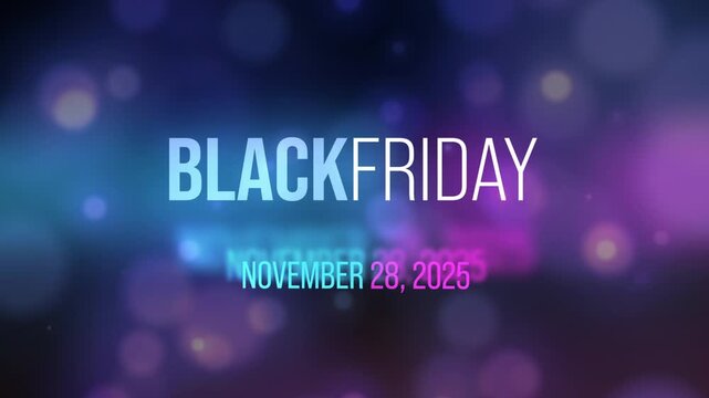 Background for Black Friday Video. November 28, 2025 text. 4K Motion Graphics Discount Promotions.