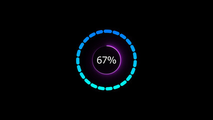 Fototapeta premium 67% loading bar icon illustration. a modern neon red color neon loading illustration. on a black background. and creating a stunning 4k illustration.