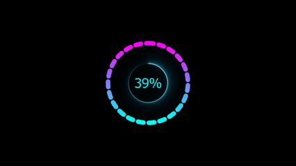 39% loading bar icon illustration. a modern neon red color neon loading illustration. on a black background. and creating a stunning 4k illustration.