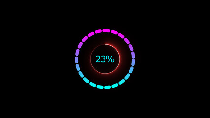 23% loading bar icon illustration. a modern neon red color neon loading illustration. on a black background. and creating a stunning 4k illustration.
