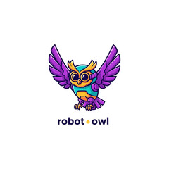 Robot Owl Logo A Playful Combination of Technology and Nature for Creative Branding