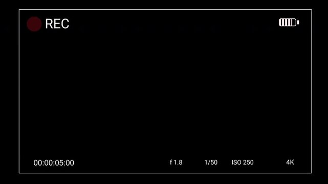 4K Camera Recording, Camera Overlay with Alpha Channel. Ideal for Footage, Surveillance, Cyberspace, Cyber security and Content Creation to evoke feeling of recorded content. Camera Interface Overlay.