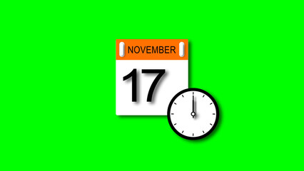 November 17 date 2025 illustration . calendar animation on a black background. and stunning 4k illustration .
