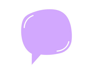 Fototapeta premium Empty purple speech bubble shape in doodle style. Communication balloon, textbox, quotation frame, message tag, comment label isolated on white background. Vector flat illustration.