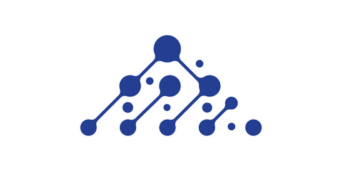 A modern logo combining a mountain and connected dots, symbolizing technology, innovation, and exploration.