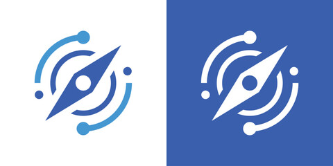 A modern logo combining a navigation compass and circular tech elements, symbolizing direction, innovation, and digital connectivity. ©  Jagat_Aji