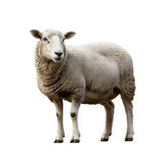 A white sheep standing on a transparent background isolated on transparent background