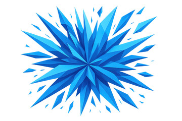 Fototapeta premium Blue crystal geometric explosion abstract 3d rendering design on transparent background with sharp facets