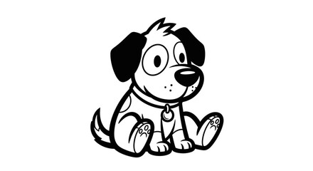 Fototapeta premium Charming cartoon puppy illustration with bold lines and playful simplicity drawing attention
