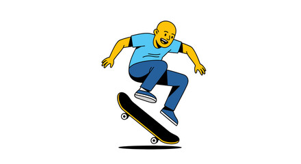 Obraz premium Stylized skateboarder performing a trick, a dynamic illustration of youth and extreme sports