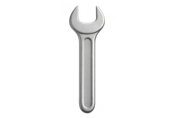 Silver open-end wrench tool for repair on transparent background