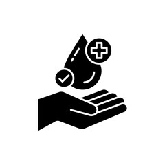 Set dermatologically tested vector label with water drop, leaf and hand logo. Dermatology test symbol, dermatologist badge, clinically proven icon for allergy free and healthy safe product package tag