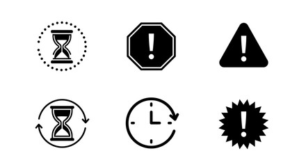 Urgent alerts and time management icons convey important warnings and deadlines for critical business decisions