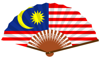 国旗　東南アジア　マレーシア　扇子　和風