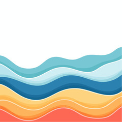 Abstract Wavy Layers of Blue Yellow and Red Colors.