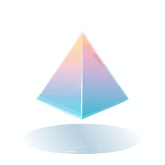 Fototapeta premium Abstract Watercolor Pyramid with Blue and Pink Accents on White Background.