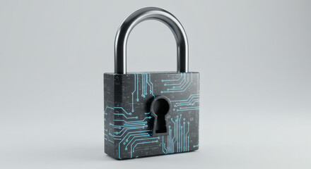 Naklejka premium Digital Padlock Icon Representing Data Security and Online Protection, Cyber Security Concept