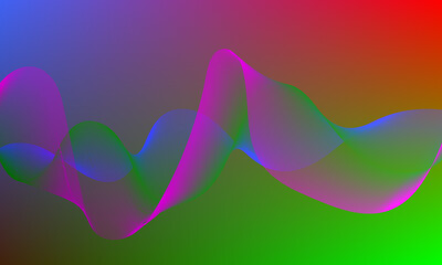 Abstract flowing wave of magenta and green against a vibrant gradient background image photo