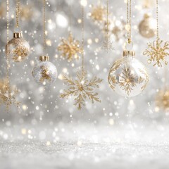 A Festive Display of Sparkling Ornaments and Snowflakes Perfectly Capturing the Joy and Warmth of the Holiday Season