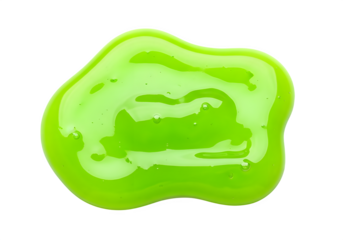 A vivid neon green slime blob shape, isolated on white or transparent background. PNG