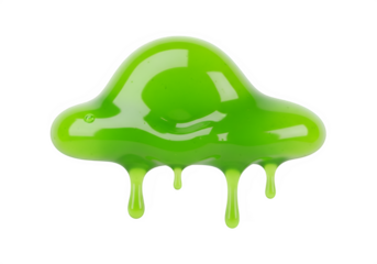 A vivid neon green slime blob shape, isolated on white or transparent background. PNG