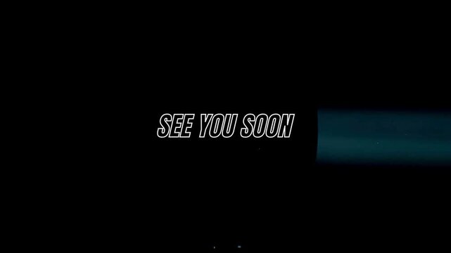 Modern "See You Soon" text against a dark backdrop with a subtle blue digital glow, suitable for video outros or transitional screens.