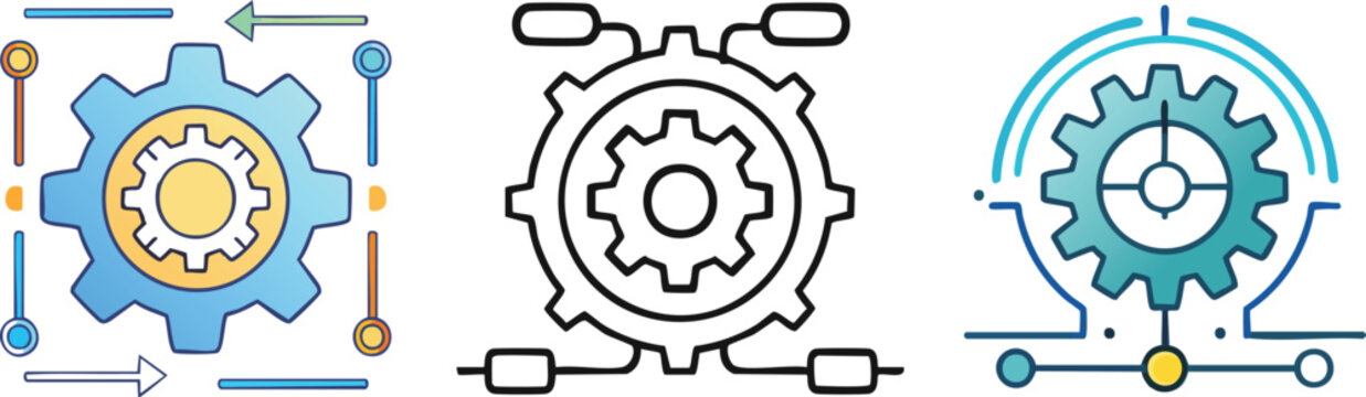 System Configuration Icon with Gear and Sliders Depicting Setup Adjustment and Digital Optimization Theme