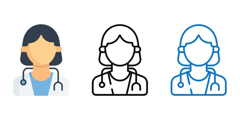 Doctor Vector and Icon Collection – Male and Female Doctor Illustrations, Medical Staff, Healthcare Professionals, Hospital Scene, and Medicine Icons Set