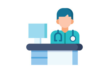 Doctor Vector and Icon Collection – Male and Female Doctor Illustrations, Medical Staff, Healthcare Professionals, Hospital Scene, and Medicine Icons Set