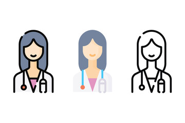 Doctor Vector and Icon Collection – Male and Female Doctor Illustrations, Medical Staff, Healthcare Professionals, Hospital Scene, and Medicine Icons Set