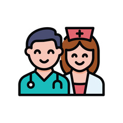 Doctor Vector and Icon Collection – Male and Female Doctor Illustrations, Medical Staff, Healthcare Professionals, Hospital Scene, and Medicine Icons Set