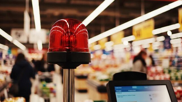 Red Alert in Retail - Emergency Beacon Flashing at Checkout.