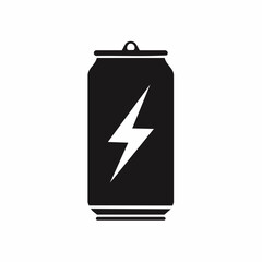Black Energy Drink Can with Lightning Bolt Symbol.