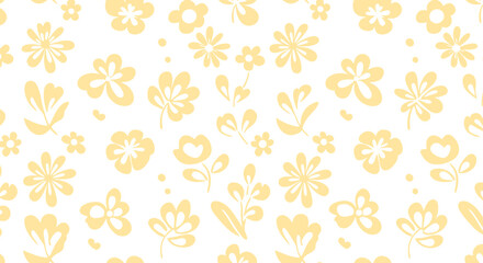 floral pattern design displaying retro blooms on a white backdrop ideal for scrapbooking paper conveying freshness and a vintage aesthetic.