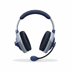Blue and Gray Headset with Microphone for Communication.