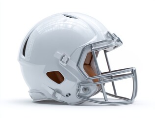 Fototapeta premium Close-up of a white football helmet, against a white background.