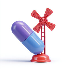 Pill and Windmill - A Conceptual Representation of Health and Energy.