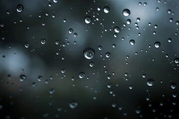 雨粒がついた窓ガラス　天気